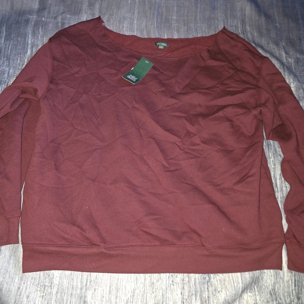 Wild Fable Womens Royal Burgundy Boat Neck Fleece Sweatshirt L NWT P616X6